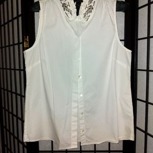 J. CREW BEAUTIFUL WHITE BLOUSE W SEQUENCE COLLAR